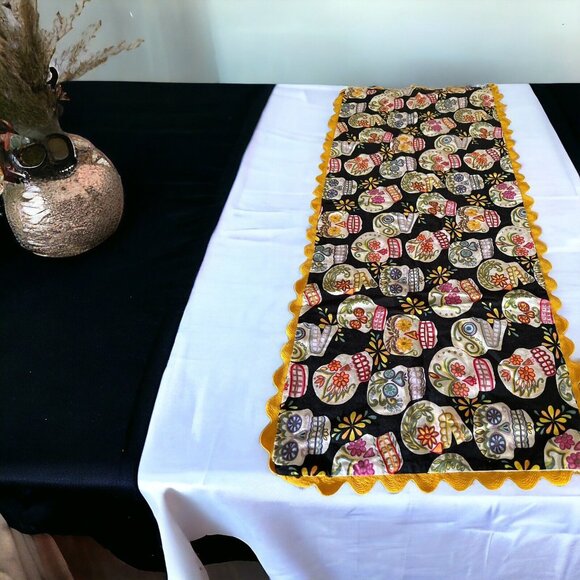 Alexander Henry Calaveras Handmade Textile Fabric Table Runner Dresser Scarf - Picture 1 of 6